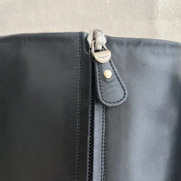 Salvatore Ferragamo | Knee-Length Heel Leather Boots - Sz US 9 / Dark Chocolate - Picture 9 of 12